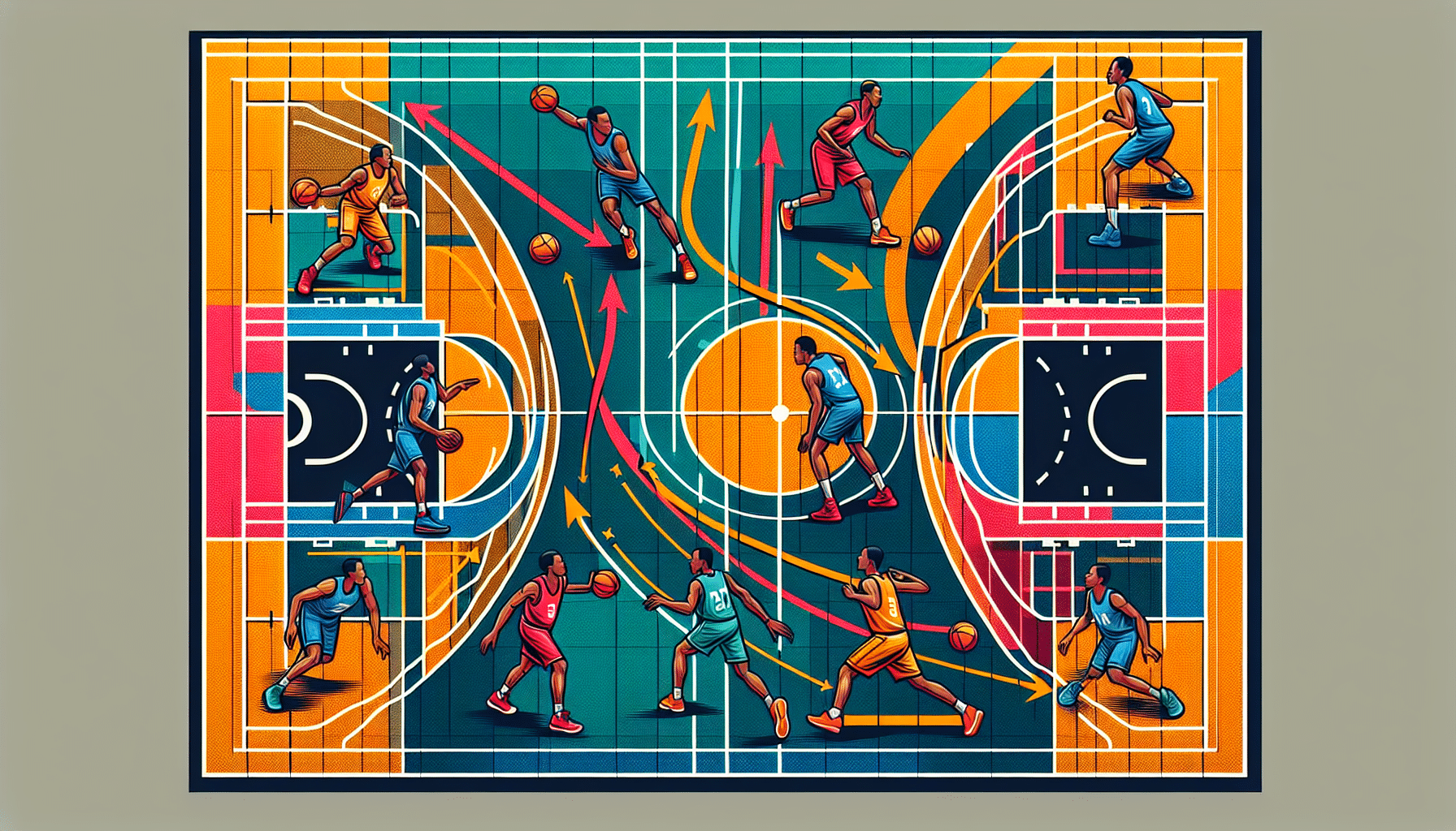 An illustration of key basketball player positions and their roles.